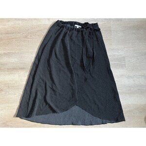 Green Envelope Skirt Black White Dotted Mock Wrap Tie Size Small